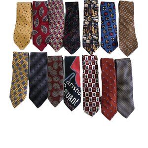Neckties Lot Of 14 Silk Polyester Made In USA Vintage Modern Multicolor New Used